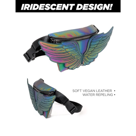 FYDELITY Angel Wing Reflective Metallic Fanny Pack Belt Bag Water Repellent - Picture 4 of 8